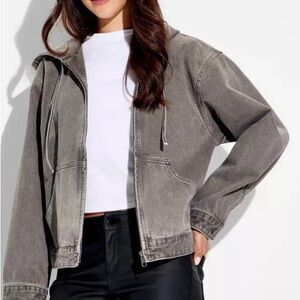 Women's Hooded Zip-Up Denim Jacket - Wild Fable